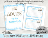 Sheep Advice For Mommy To Be and Advice For The New Parents lamb baby shower boy blue theme printable, Jpg Pdf, instant download - fa001