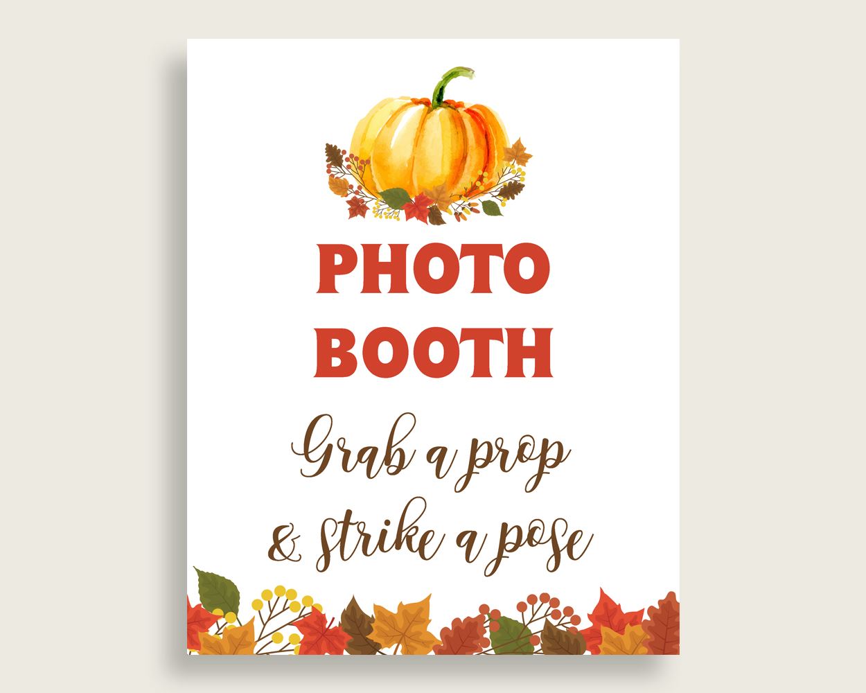 Photobooth Sign Baby Shower Photobooth Sign Fall Baby Shower Photobooth Sign Baby Shower Pumpkin Photobooth Sign Orange Brown prints BPK3D - Digital Product