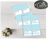 Baby shower Place CARDS or FOOD TENTS editable printable with boy clothes and blue color theme for boys, instant download - bc001