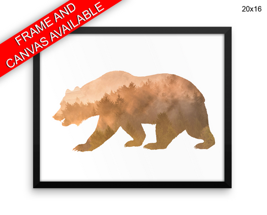 Bear Forest Print, Beautiful Wall Art with Frame and Canvas options available  Decor