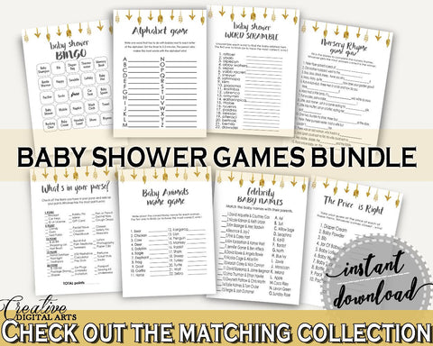 Games Baby Shower Games Gold Arrows Baby Shower Games Baby Shower Gold Arrows Games Gold White party planning - I60OO - Digital Product
