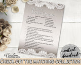 Traditional Lace Bridal Shower Movie Love Quote Game in Brown And Silver, love quote game, chic bridal, bridal shower idea, prints - Z2DRE - Digital Product