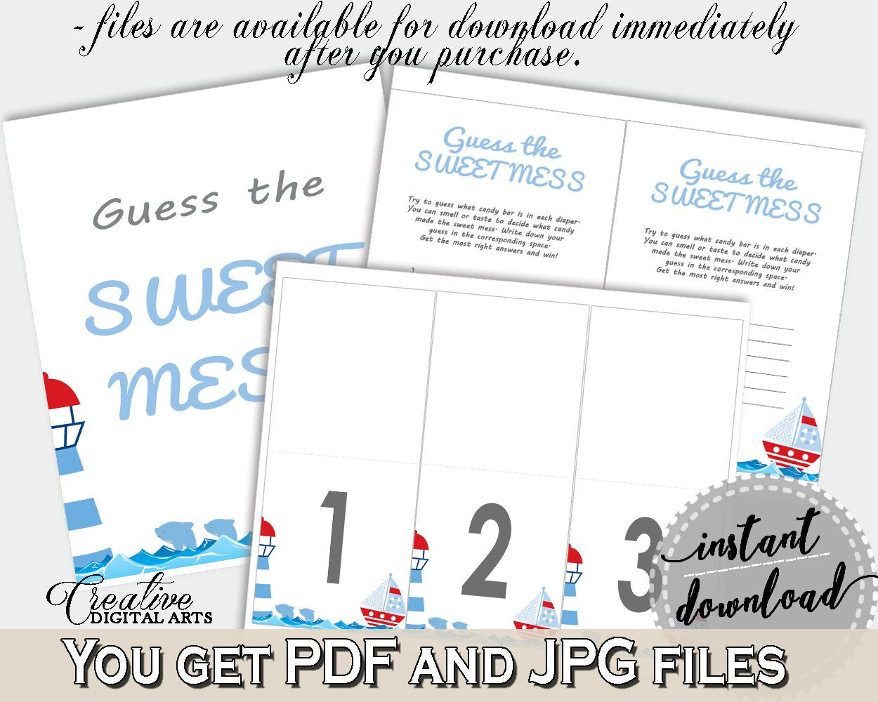 Sweet Mess Baby Shower Sweet Mess Nautical Baby Shower Sweet Mess Baby Shower Nautical Sweet Mess Blue Red digital download, pdf jpg - DHTQT - Digital Product