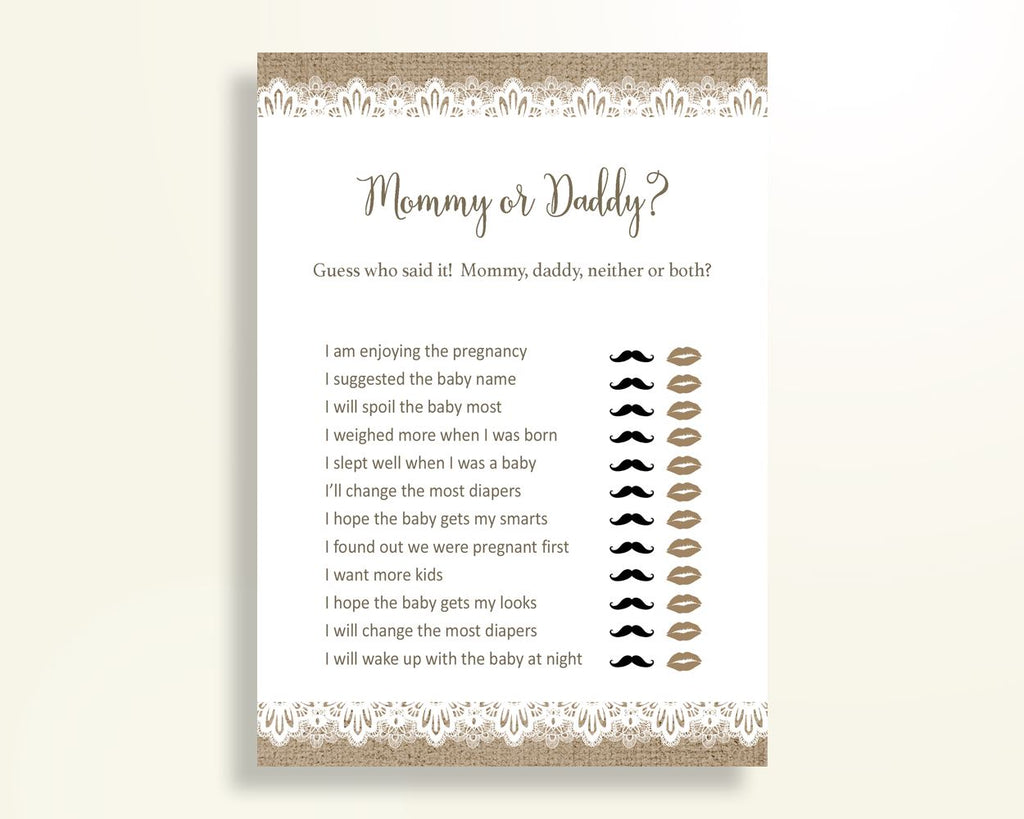 Mommy Or Daddy Baby Shower Mommy Or Daddy Burlap Lace Baby Shower Mommy Or Daddy Baby Shower Burlap Lace Mommy Or Daddy Brown White W1A9S - Digital Product