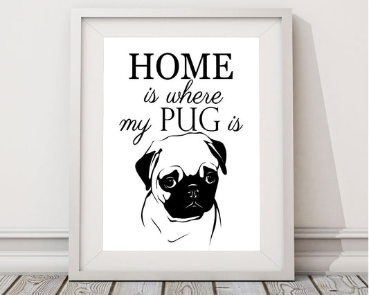 Wall Art Pug Digital Print Pug Poster Art Pug Wall Art Print Pug Home Art Pug Home Print Pug Wall Decor Pug pug puppies pugs - Digital Download