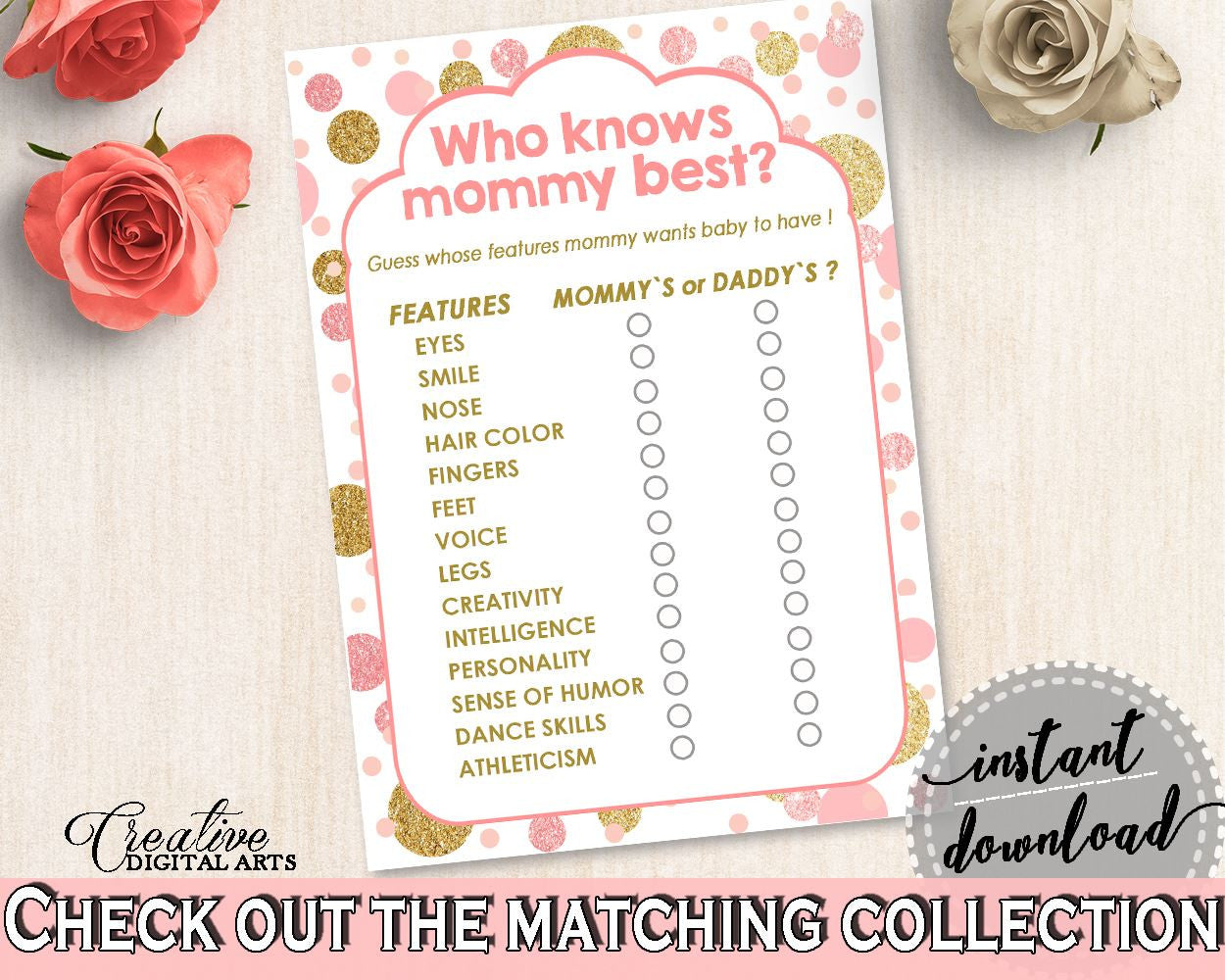 Who Knows Mommy Best, Baby Shower Who Knows Mommy Best, Dots Baby Shower Who Knows Mommy Best, Baby Shower Dots Who Knows Mommy Best RUK83 - Digital Product