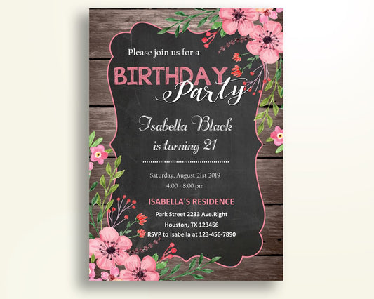 Rustic Flowers Birthday Invitation Rustic Flowers Birthday Party Invitation Rustic Flowers Birthday Party Rustic Flowers Invitation 784OS - Digital Product