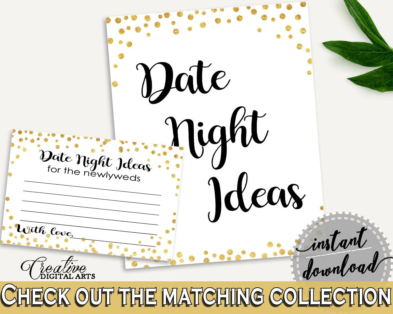 Date Night Ideas Bridal Shower Date Night Ideas Confetti Bridal Shower Date Night Ideas Bridal Shower Confetti Date Night Ideas Gold CZXE5 - Digital Product