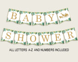 Jungle Baby Shower Banner All Letters, Birthday Party Banner Printable A-Z, Gold Green Banner Decoration Letters Gender Neutral, EJRED