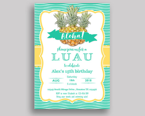 Aloha Birthday Invitation Hawaii Birthday Party Invitation Aloha Birthday Party Hawaii Invitation Boy Girl instant download, tropical TP62Z - Digital Product