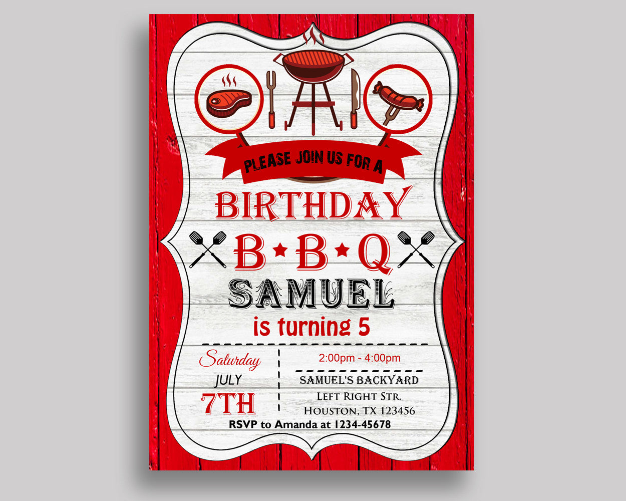 Editable Birthday Invitation Bbq Birthday Party Invitation Editable Birthday Party Bbq Invitation Boy Girl digital invite, barbecue 7JCWQ - Digital Product