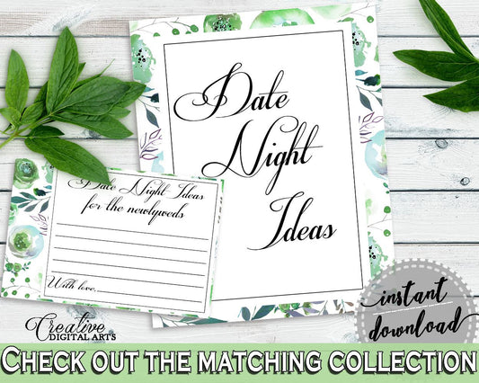 Date Night Ideas Bridal Shower Date Night Ideas Botanic Watercolor Bridal Shower Date Night Ideas Bridal Shower Botanic Watercolor 1LIZN - Digital Product