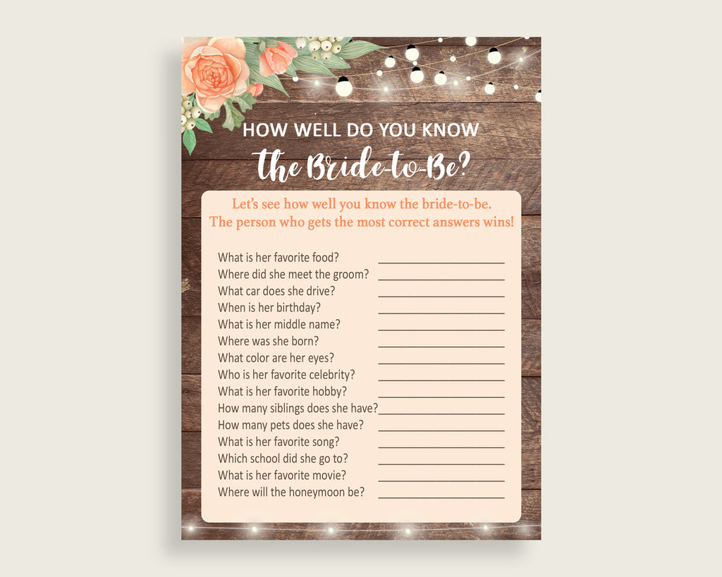 How Well Do You Know The Bride To Be Bridal Shower How Well Do You Know The Bride To Be Rustic Bridal Shower How Well Do You Know The SC4GE