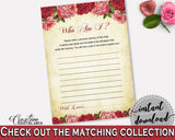 Who Am I Game Bridal Shower Who Am I Game Vintage Bridal Shower Who Am I Game Bridal Shower Vintage Who Am I Game Red Pink prints XBJK2 - Digital Product