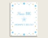 Blue Gold How Big Is Mommy's Belly Game, Stars Baby Shower Boy, Guess Mommys Belly Size, Mommy Tummy Game, Instant Download, bsr01
