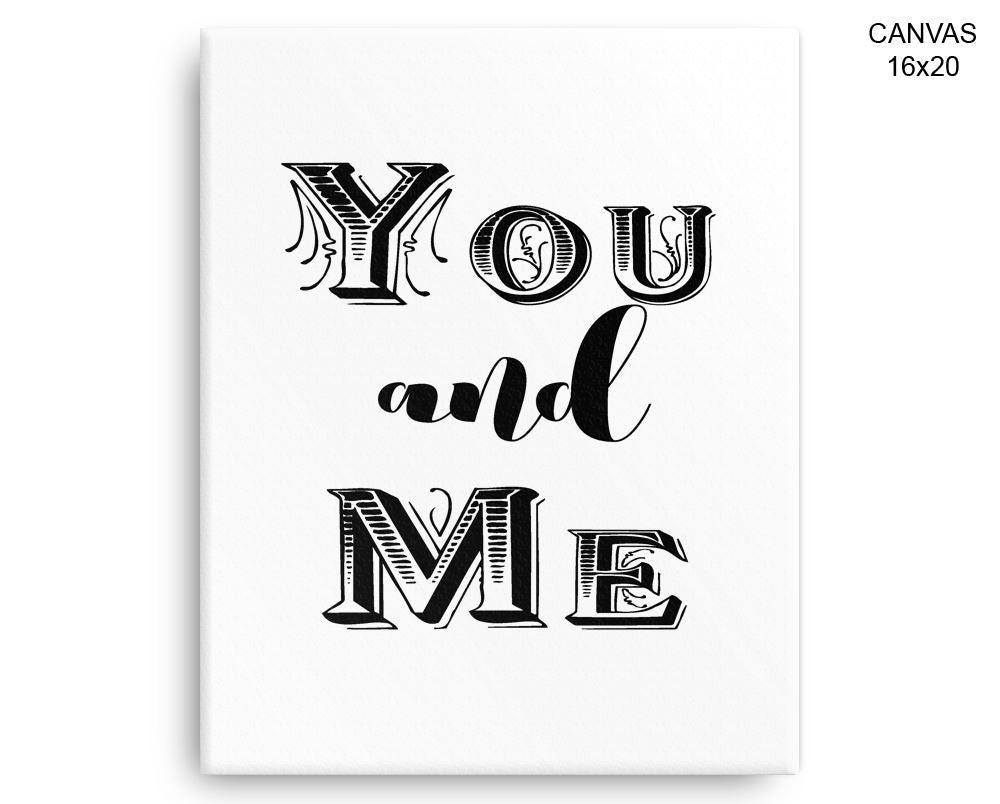 You And Me Print, Beautiful Wall Art with Frame and Canvas options available Love Decor