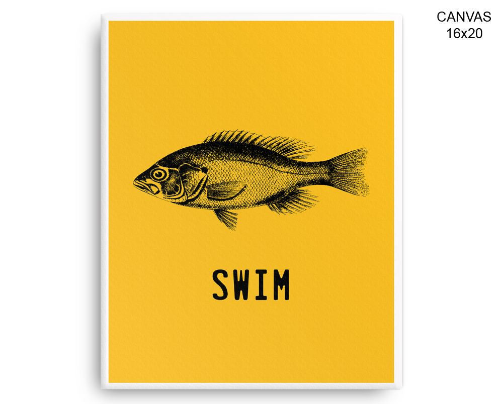 Swim Fish Print, Beautiful Wall Art with Frame and Canvas options available Office Decor