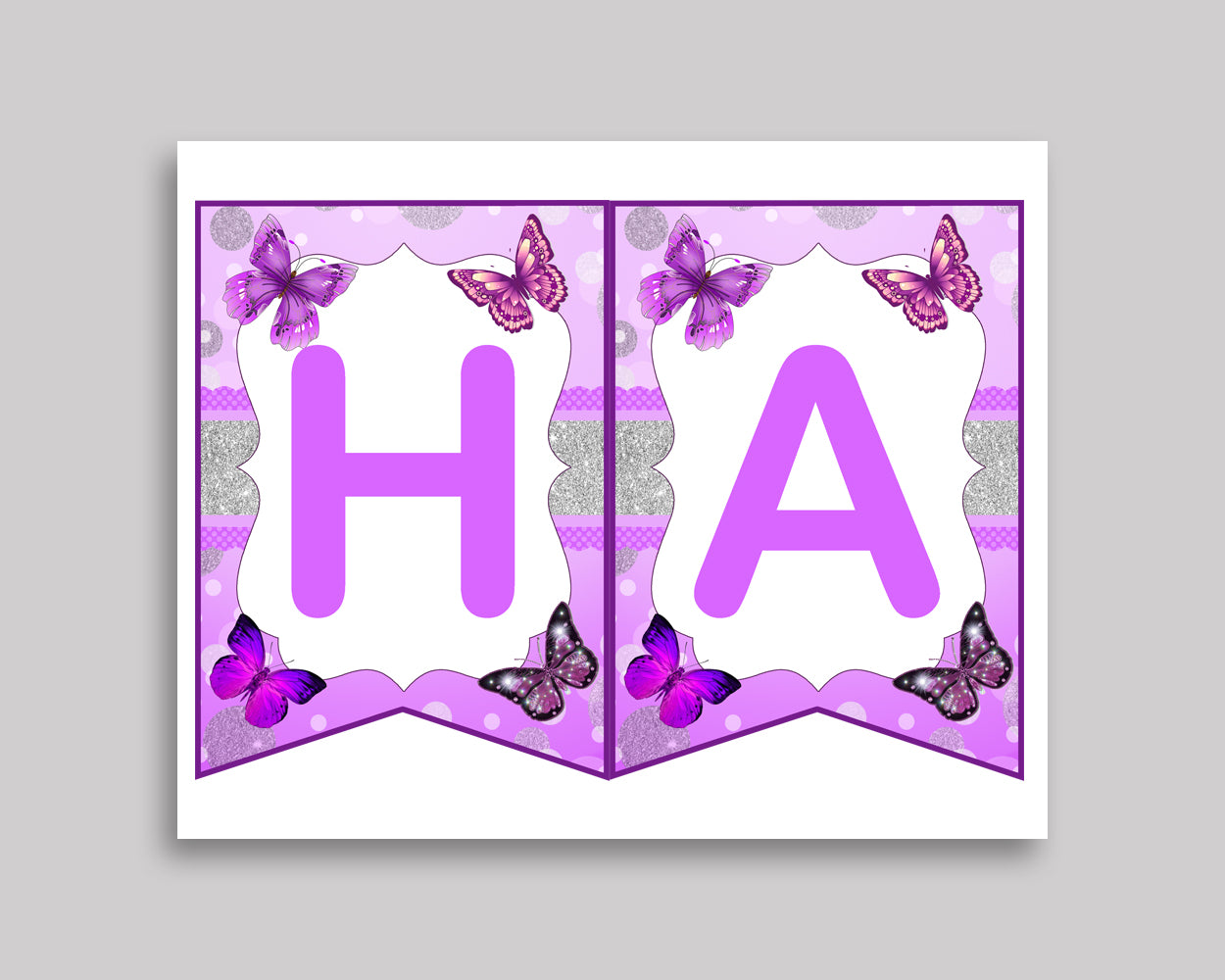 Happy Birthday Girl Banner Butterfly Happy Birthday Butterfly Banner Wall Decor Purple White OHI62