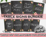 Table Signs Bundle in Chalkboard Flowers Bridal Shower Black And Pink Theme, table signs shower, chalk floral bridal, party planning - RBZRX - Digital Product