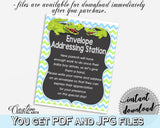 ADDRESS STATION baby shower sign with green alligator and blue color theme, instant download - ap002