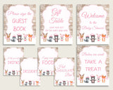 Table Signs Baby Shower Table Signs Forest Girl Baby Shower Table Signs Baby Shower Forest Girl Table Signs Pink White digital print OBJUF - Digital Product