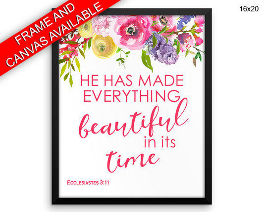 Ecclesiastes Print, Beautiful Wall Art with Frame and Canvas options available Holy Decor