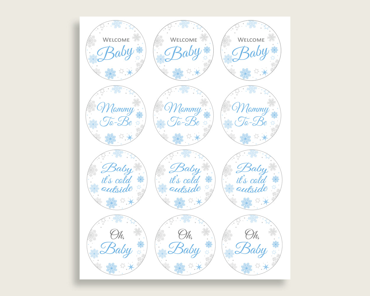 Cupcake Toppers And Wrappers Baby Shower Cupcake Toppers And Wrappers Snowflake Baby Shower Cupcake Toppers And Wrappers Blue Gray NL77H