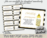 CANDY GUESSING GAME sign and tickets for baby shower with black white stripes color theme printable, Jpg Pdf, instant download - bs001
