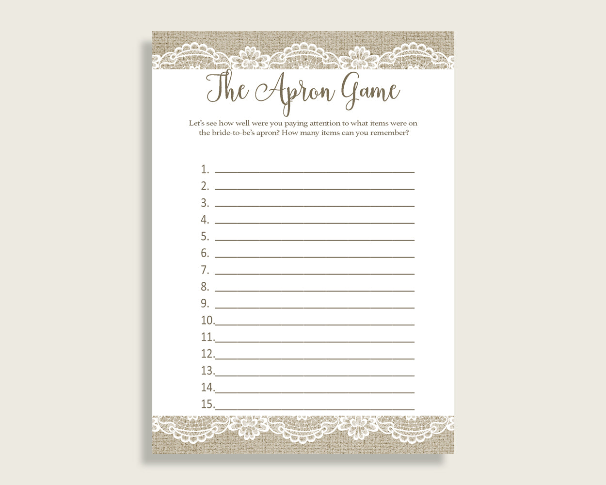 The Apron Game Bridal Shower The Apron Game Burlap And Lace Bridal Shower The Apron Game Bridal Shower Burlap And Lace The Apron Game NR0BX