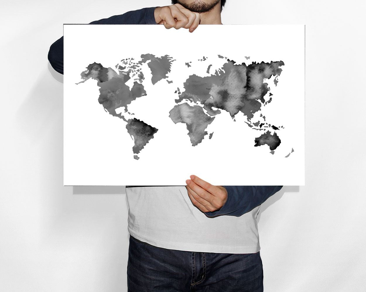 World Map Prints Wall Art World Map Digital Download World Map  Instant Download World Map Frame And Canvas Available black white - Digital Download