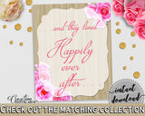 Happily Ever After Sign in Roses On Wood Bridal Shower Pink And Beige Theme, love, light bridal shower, shower activity, party theme - B9MAI - Digital Product