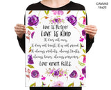 Love Is Patient Love Is Kind Print, Beautiful Wall Art with Frame and Canvas options available