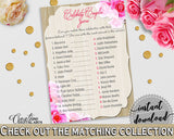 Roses On Wood Bridal Shower Celebrity Couples Game in Pink And Beige, hollywood game, wood roses theme, party organizing, party plan - B9MAI - Digital Product