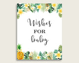 Green Yellow Wishes For Baby Cards & Sign, Tropical Baby Shower Gender Neutral Well Wishes Game Printable, Instant Download, Popular 4N0VK