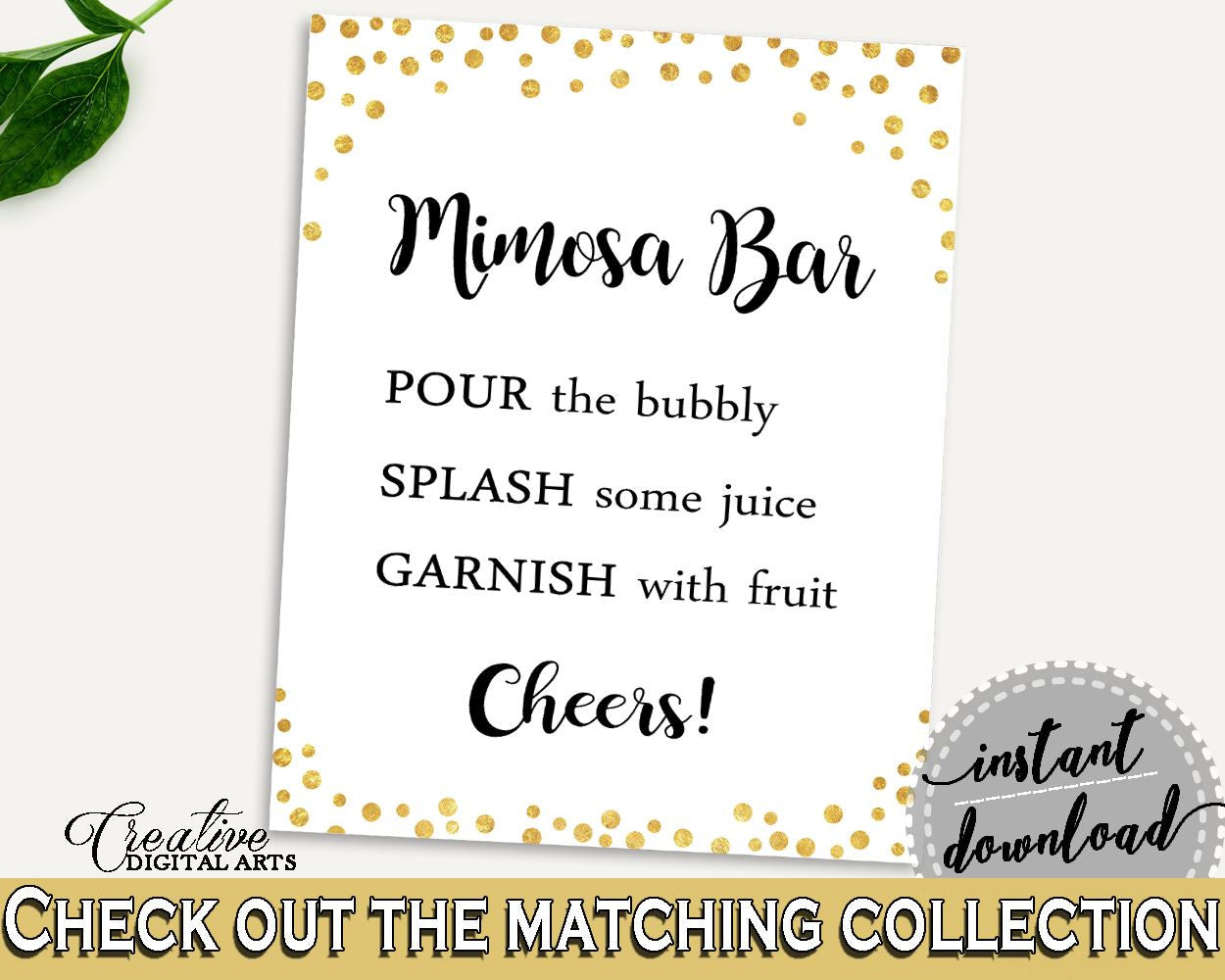 Mimosa Bar Sign Bridal Shower Mimosa Bar Sign Confetti Bridal Shower Mimosa Bar Sign Bridal Shower Confetti Mimosa Bar Sign Gold White CZXE5 - Digital Product