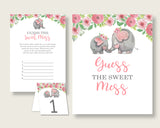 Pink Elephant Guessing Game Baby Shower Girl, Pink Grey Guess The Sweet Mess Game Printable, Dirty Diaper Game, Instant Download, ep001