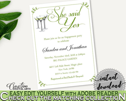 Invitation Template Bridal Shower Invitation Template Modern Martini Bridal Shower Invitation Template Bridal Shower Modern Martini ARTAN - Digital Product