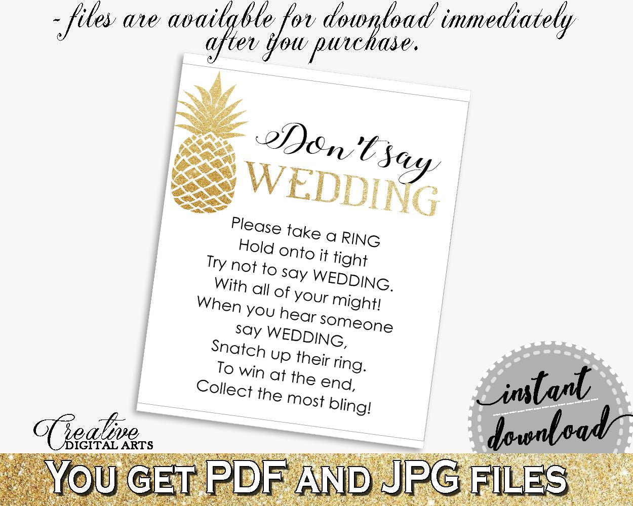 Don't Say Wedding Game Bridal Shower Don't Say Wedding Game Pineapple Bridal Shower Don't Say Wedding Game Bridal Shower Pineapple 86GZU - Digital Product