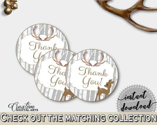 Round Tags Baby Shower Round Tags Deer Baby Shower Round Tags Baby Shower Deer Round Tags Gray Brown party supplies - Z20R3 - Digital Product