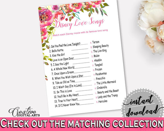 Disney Love Songs Game Bridal Shower Disney Love Songs Game Spring Flowers Bridal Shower Disney Love Songs Game Bridal Shower Spring UY5IG - Digital Product