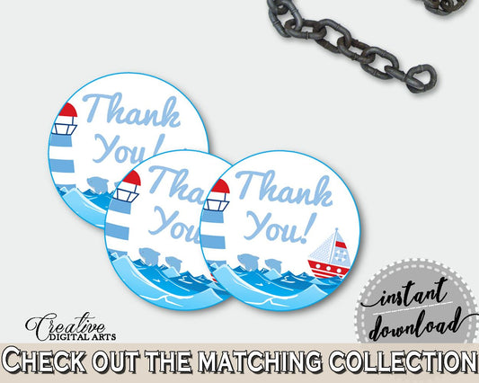 Round Tags Baby Shower Round Tags Nautical Baby Shower Round Tags Baby Shower Nautical Round Tags Blue Red prints, digital print - DHTQT - Digital Product