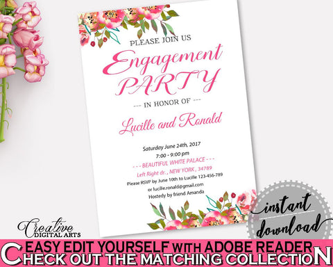 Engagement Party Invitation Bridal Shower Engagement Party Invitation Spring Flowers Bridal Shower Engagement Party Invitation Bridal UY5IG - Digital Product