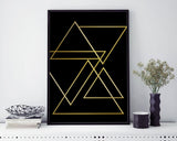 Wall Decor Triangles Printable Gold Prints Triangles Sign Gold Modern Art Gold Modern Print Triangles Printable Art Triangles Modern Retro - Digital Download