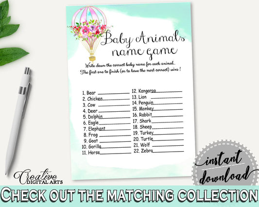 Baby Animal Names Baby Shower Baby Animal Names Hot Air Balloon Baby Shower Baby Animal Names Baby Shower Hot Air Balloon Baby Animal CSXIS - Digital Product