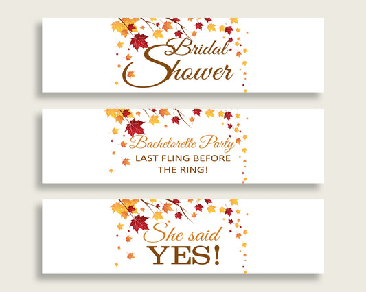 Bottle Labels Bridal Shower Bottle Labels Fall Bridal Shower Bottle Labels Bridal Shower Autumn Bottle Labels Brown Yellow prints YCZ2S