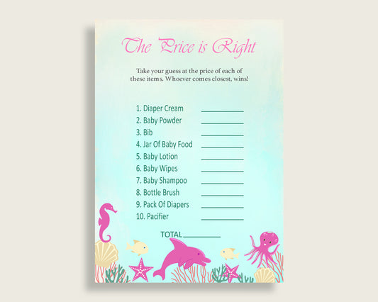 Pink Green The Price Is Right Game, Under The Sea Baby Shower Girl Activity, Guess The Price Game Printable, Instant Download, Popular uts01