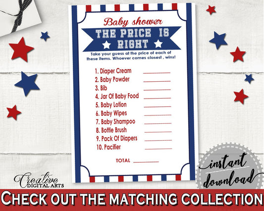 Price Is Right Baby Shower Price Is Right Baseball Baby Shower Price Is Right Baby Shower Baseball Price Is Right Blue Red prints - YKN4H - Digital Product