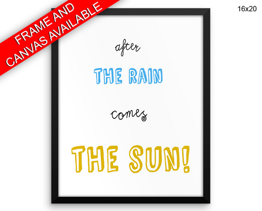 Rain Sun Print, Beautiful Wall Art with Frame and Canvas options available Inspirational Decor