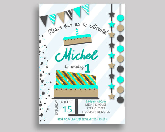 Cake Birthday Invitation Cake Birthday Party Invitation Cake Birthday Party Cake Invitation Boy boy birthday any age invitation M3NIS - Digital Product