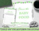 GUESS The BABY FOOD game for baby shower with chevron green color theme printable, digital, Jpg Pdf, instant download - cgr01